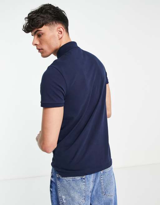 Hollister slim fit polo shirt in navy with logo ASOS