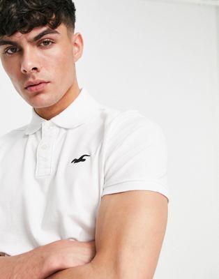 Hollister slim fit polo shirt in white with logo