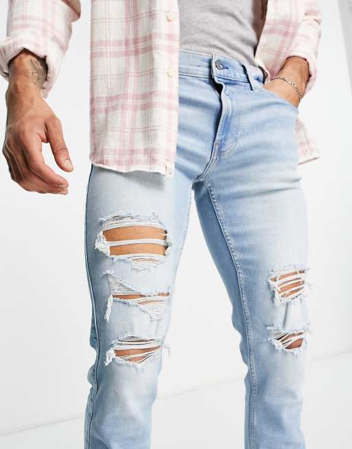 Hollister slim fit shredder jeans in light wash, 4 of 4