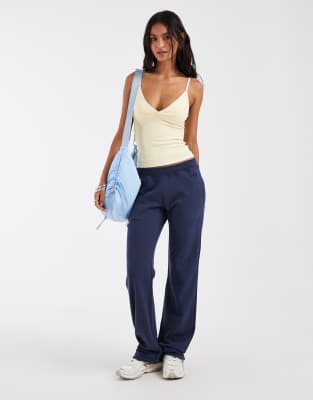 Hollister Slim Fit Side Logo Graphic Joggers In Blue