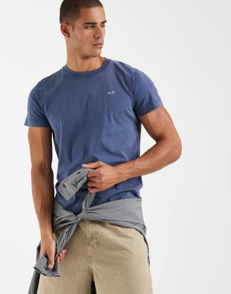 Hollister - Slim-fit T-shirt met ronde hals en icoonlogo in marineblauw - view 1