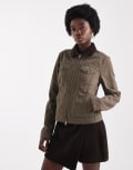 [Hollister] Hollister slim fit twill jacket in olive green XXS Olive green