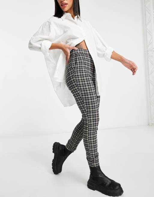 Hollister slim leg trousers in check print ASOS