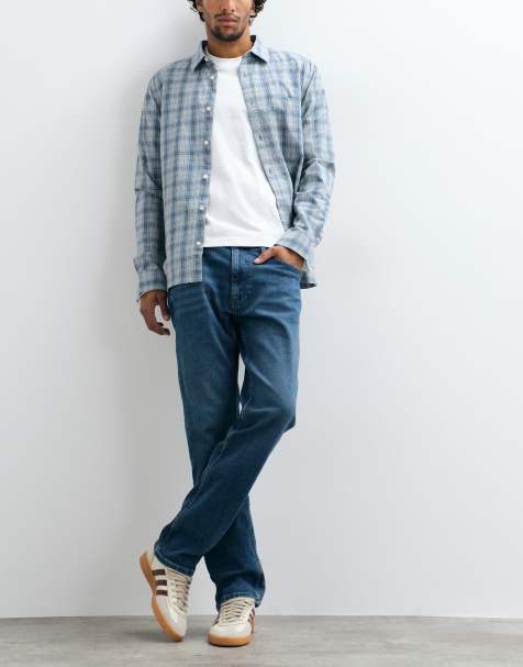 Hollister slim straight fit jeans in dark blue wash - view 1