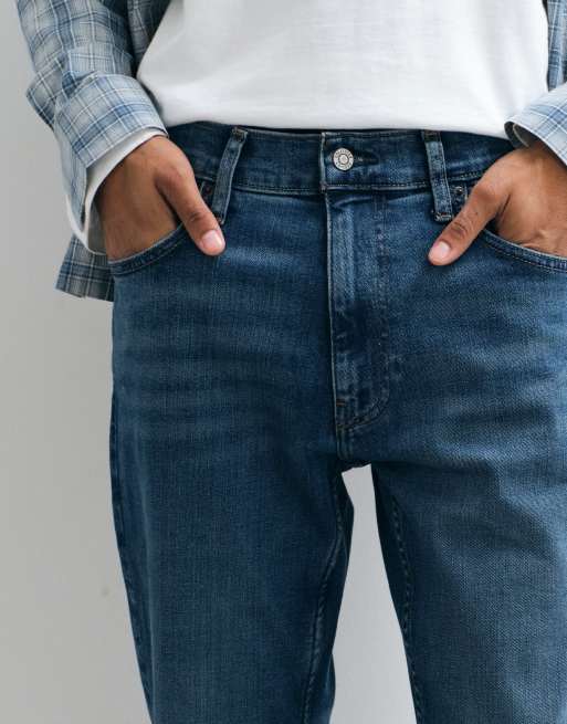Hollister slim straight fit jeans in dark blue wash, 4 of 5