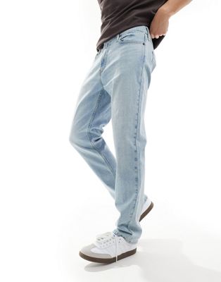 Hollister slim straight jeans in light wash blue