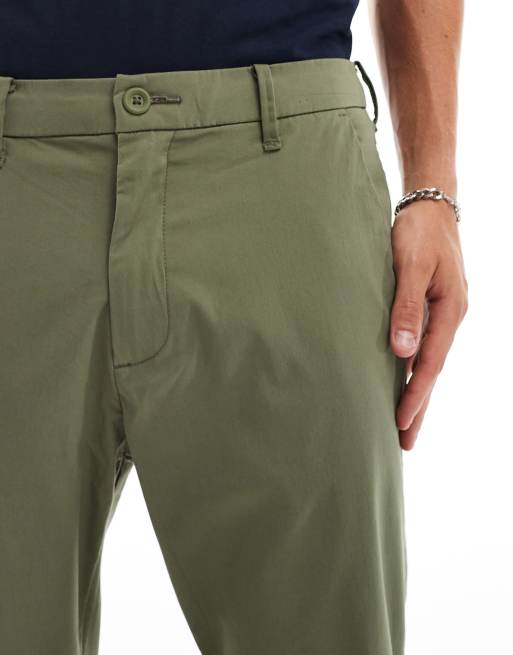 Hollister slim straight tech cotton nylon chinos in dark green ASOS