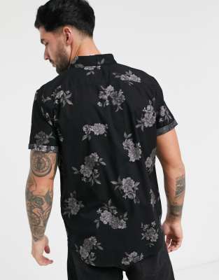 Hollister black floral shirt clearance