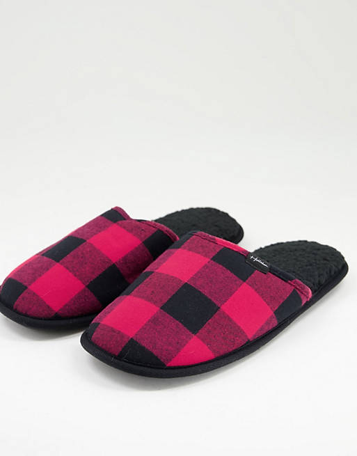 Hollister slipper in red check with small logo