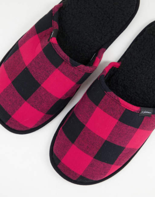 Hollister - Slippers i røde tern med lille logo, 4 af 4