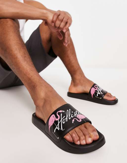 Hollister - Slippers met logo in zwart