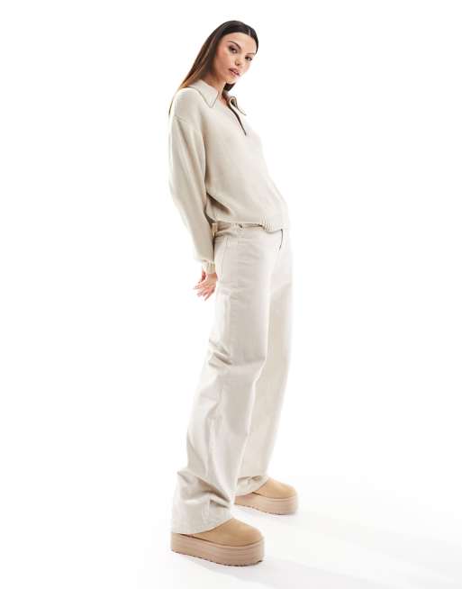 Hollister slouchy half zip jumper in oatmeal , 4 of 4