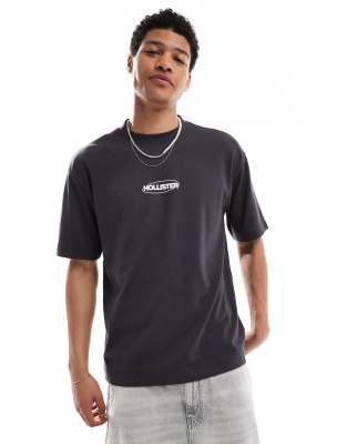 Hollister Small Boxy Bubble Logo Cooling T-shirt In Black
