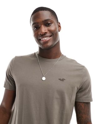 Hollister small icon logo t-shirt in brown