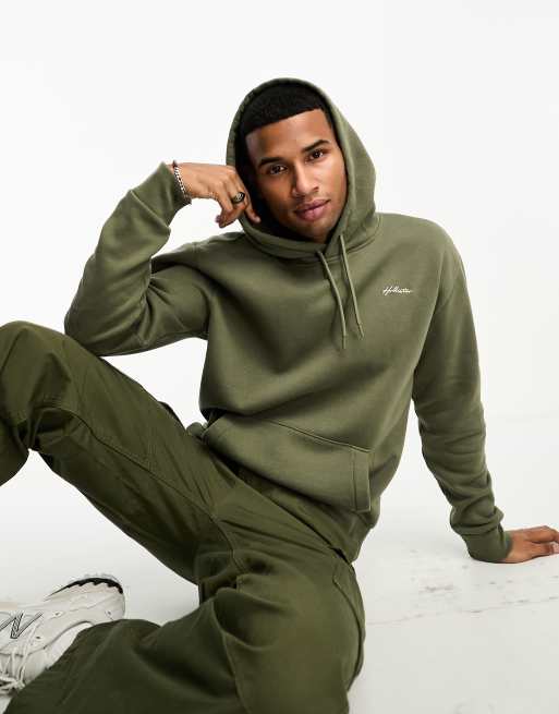 Hollister Hoodie Athletic Print Logo in Green Camo, ASOS