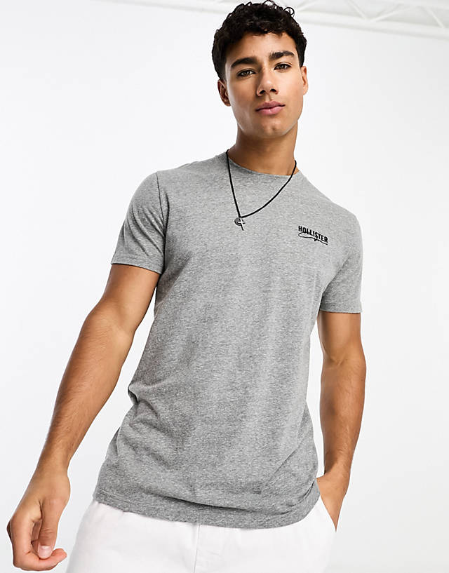 Hollister - small tech logo muscle fit t-shirt in grey marl