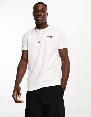 Hollister small tech logo muscle fit t shirt in white marl