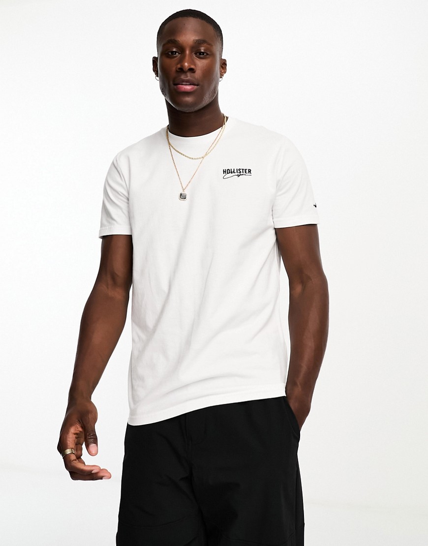 Hollister small tech logo muscle fit t-shirt in white marl