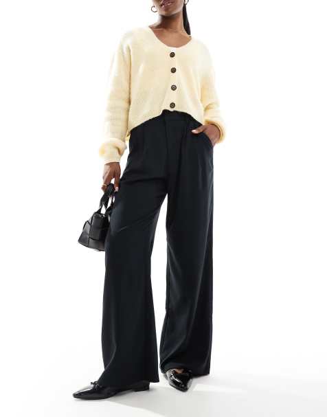 Hollister – Smarte Hose aus Satin in Schwarz mit hohem Bund - view 1