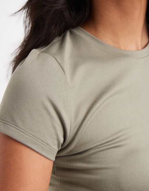 Hollister sømløs baby tee i khaki, 3 af 4