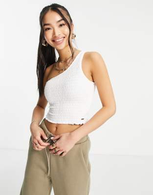 Hollister Smocked Off The Shoulder Crop Top in Gingham