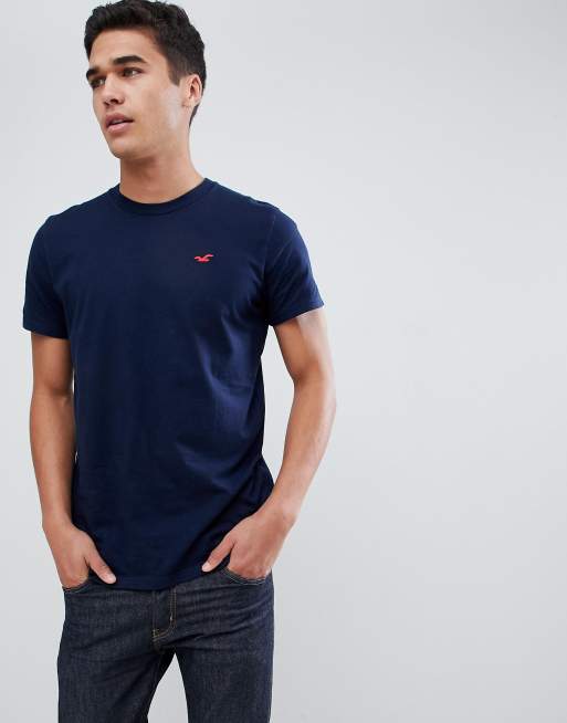 Hollister crew neck seagull logo t-shirt in navy