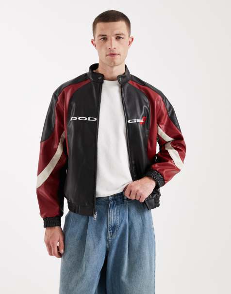 Hollister - Sort bomber-jakke i imiteret læder med Dodge-grafik - view 1