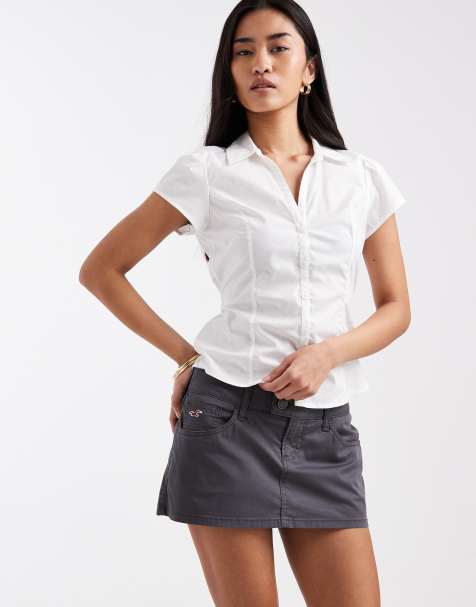 Hollister - Sort lavtaljet mikro-skort med 00'er design - view 1