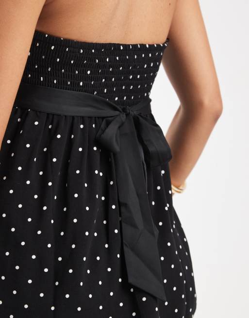 Hollister - Sort stropløs babydoll-top med polkaprikker i Y2K-stil, 3 af 4