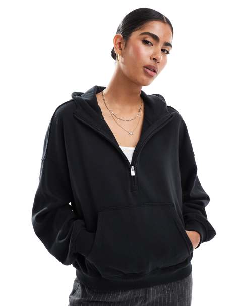 Hollister - Sort sweattop med logo og lynlås - view 1