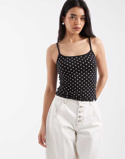 Hollister - Sort vendbar camisol med polkaprikker - view 1