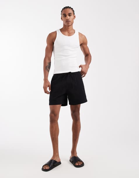 Hollister - Sorte pull-on-shorts i bomulds- og hørblanding - view 1