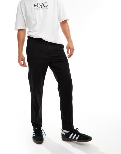 Hollister - Sorte slim-chinos med lige ben i tech-bomuldsnylon