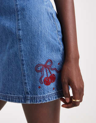 Hollister Spaghetti Straps A Line Denim Mini Dress In Blue