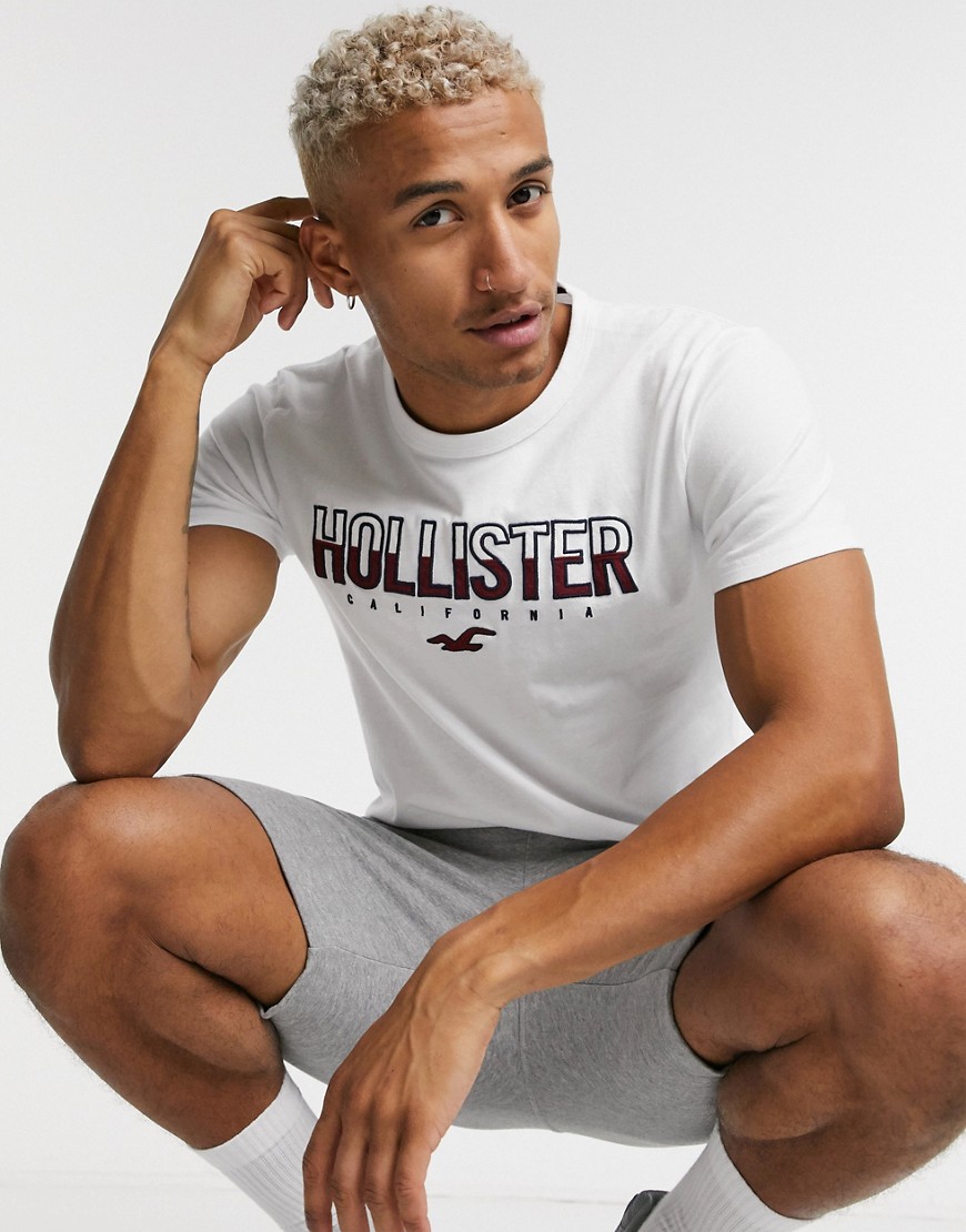 Hollister split logo t-shirt in white