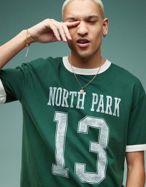 Hollister sport boxy t shirt with contrast panels in green ASOS