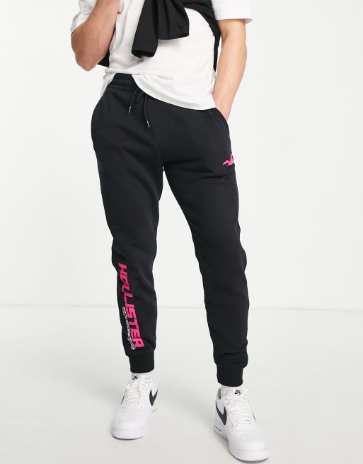 Hollister Co. LOGO JOGGER - Tracksuit bottoms - casual black/black 