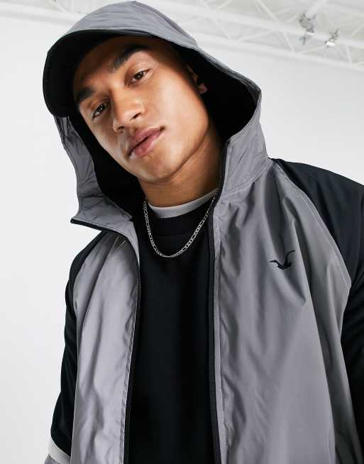 Hollister Reflective Logo Colourblock Hooded Puffer Jacket In Black for Men