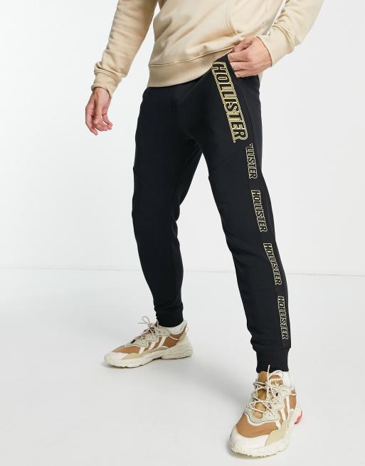 Hollister sport logo tape joggers in black ASOS