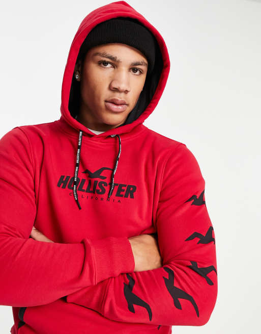 Hollister sport sleeve logo in red ASOS