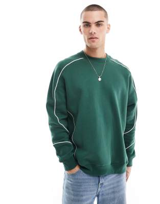 Hollister Hollister sport sweat top with contrast piping in green
