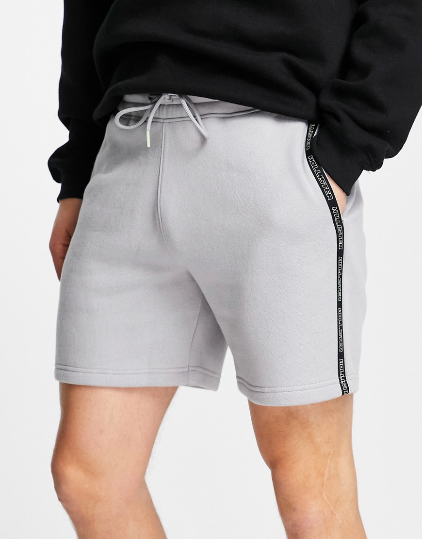 Hollister sports tape logo sweat shorts in gray