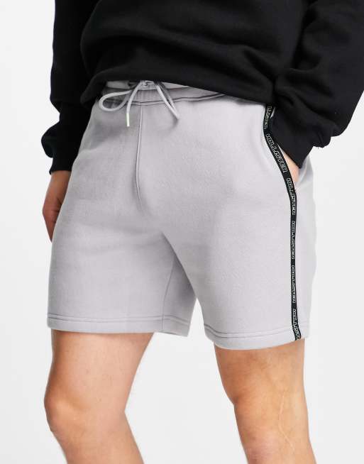 Hollister sports tape logo sweat shorts in grey