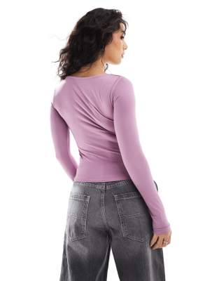 Hollister square neck long sleeve top in purple | ASOS