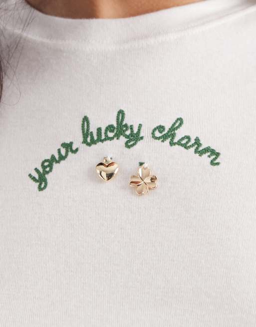 Hollister St Patricks graphic baby tee in white, 3 of 4