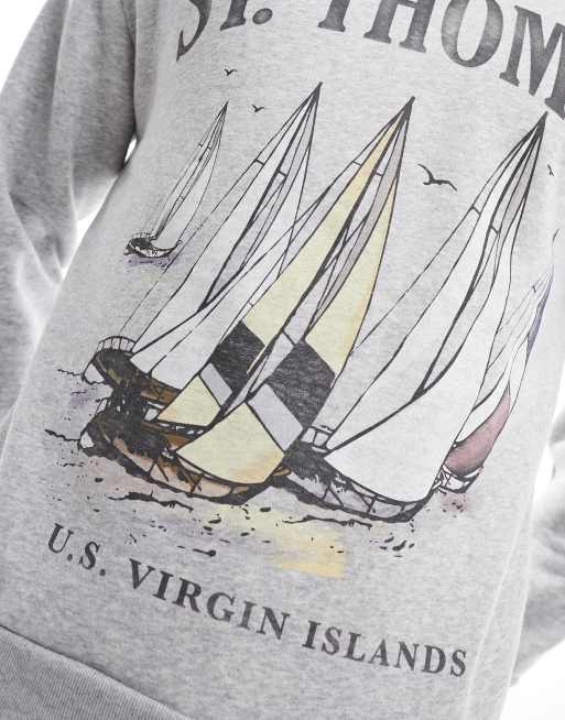 Hollister - St Thomas - Sweat décontracté à imprimé graphique - Gris chiné, 3 de 4