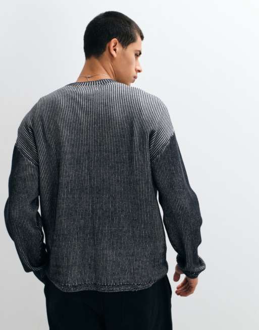 Hollister stickad ribbad tröja med grafik i svart, 5 av 5