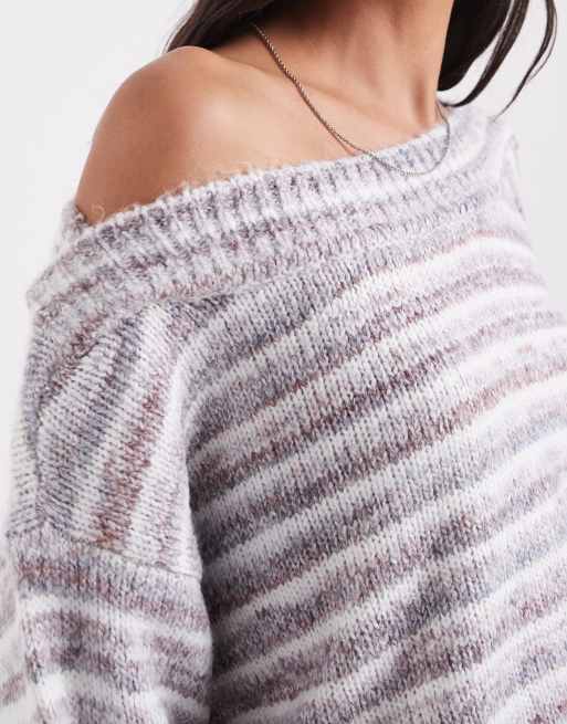 Hollister stickad tröja med bara axlar i beige, 3 av 4