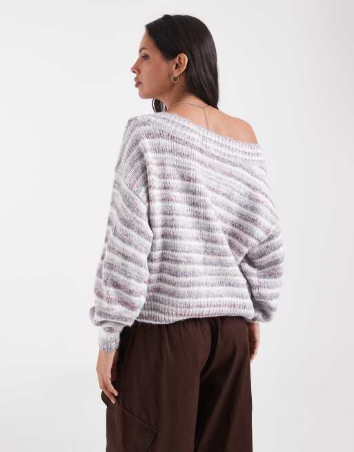 Hollister stickad tröja med bara axlar i beige, 4 av 4