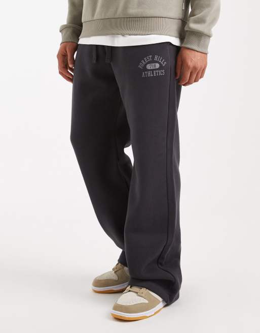 Hollister straight leg collegiate logo sweatpants in dark gray